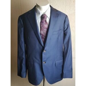 Proper Cloth Blazer Mens 42 Blue VBC Wool Sport Coat Jacket Half Lined